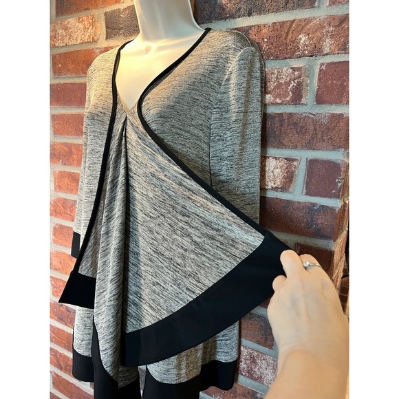 Joseph Ribkoff 8 Waterfall Front Black Brown Tunic Top - Picture 2 of 8